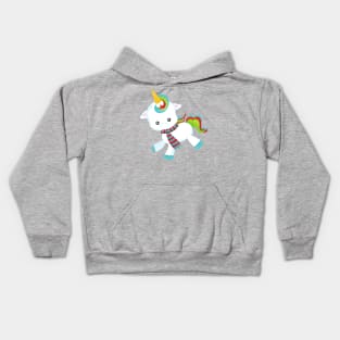 Christmas Unicorn, Cute Unicorn, New Year, Scarf Kids Hoodie